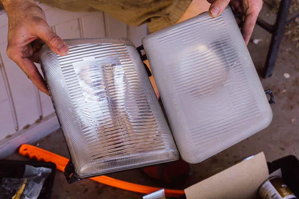 cleaning an rv camper headlight