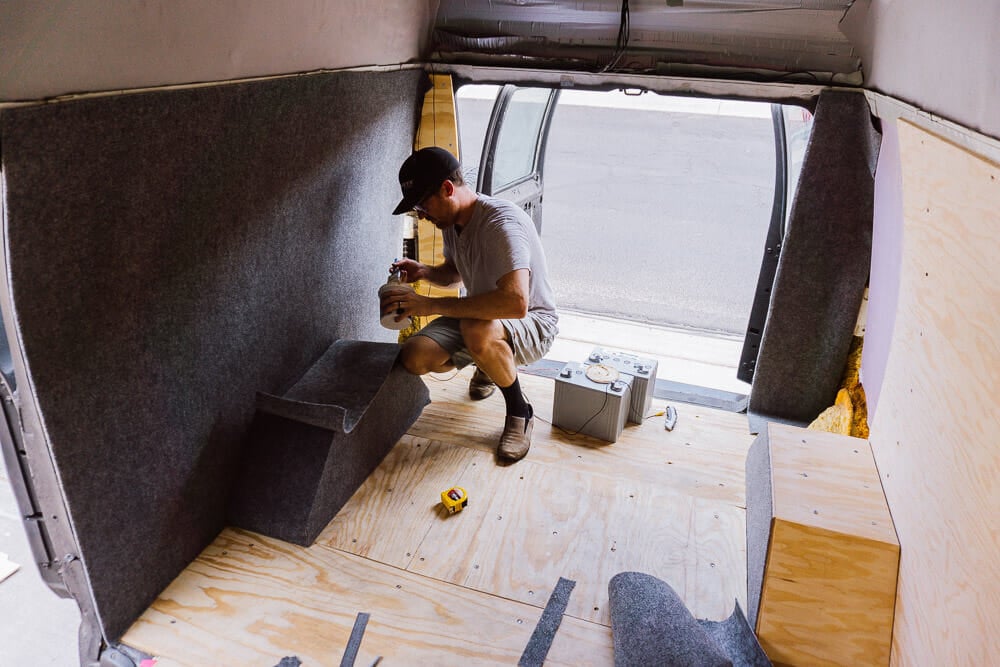installing interior wheel wells on an old camper van