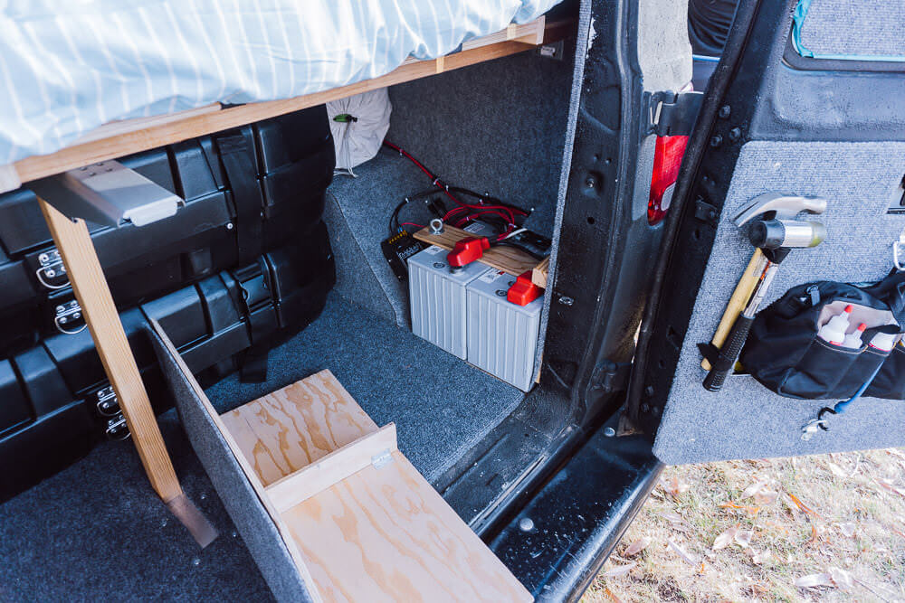 Battery box for road trip vehicle