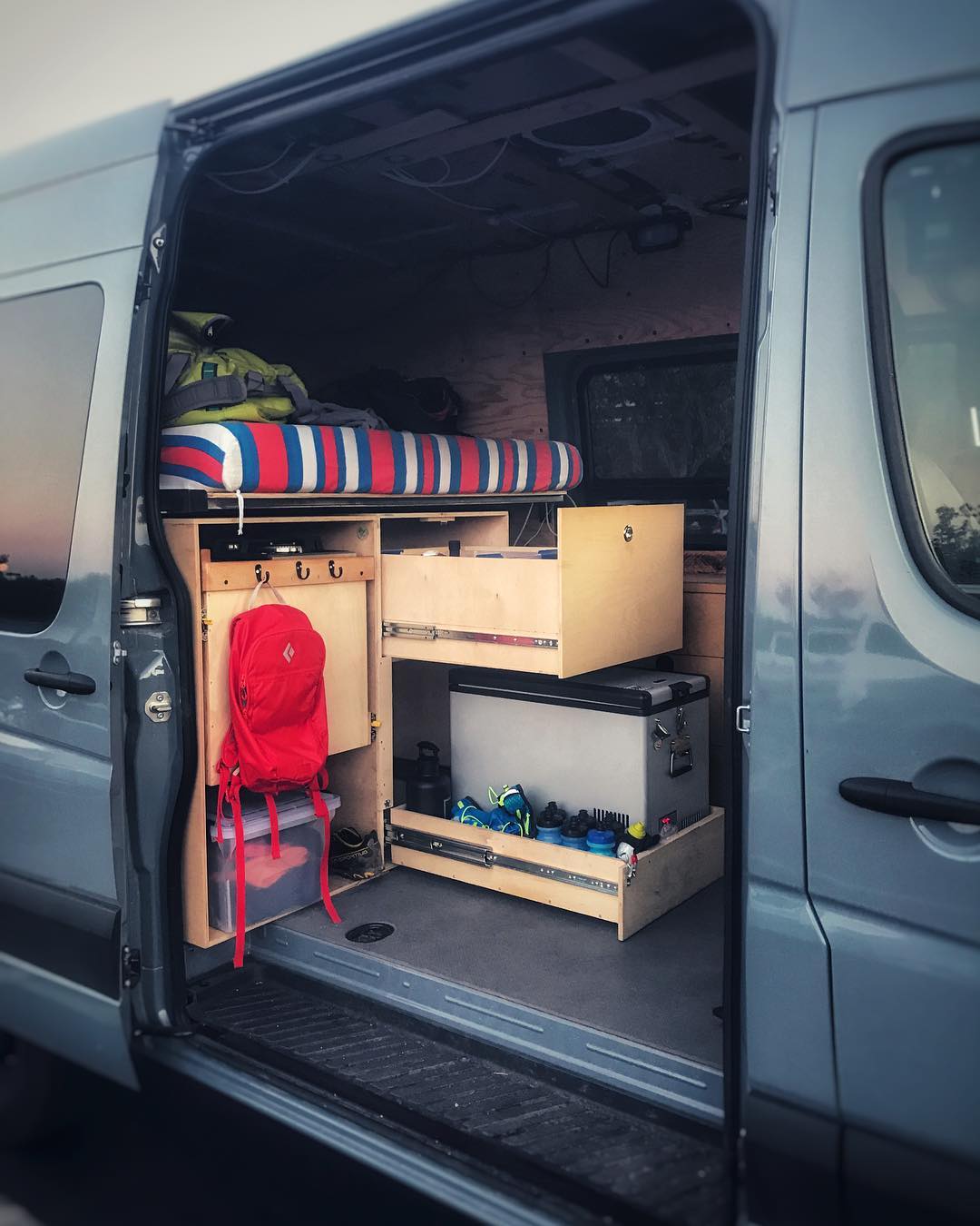 traveling in a campervan conversion with a 12v refrigerator