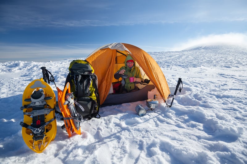 4 season tent camping in the snow