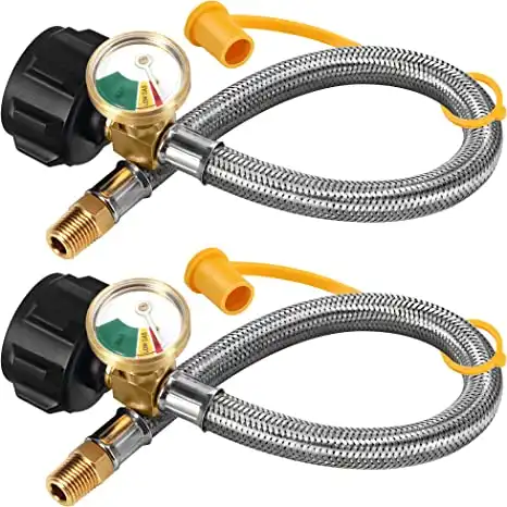 LONGADS 2 Pack RV Propane Hoses with Gauge