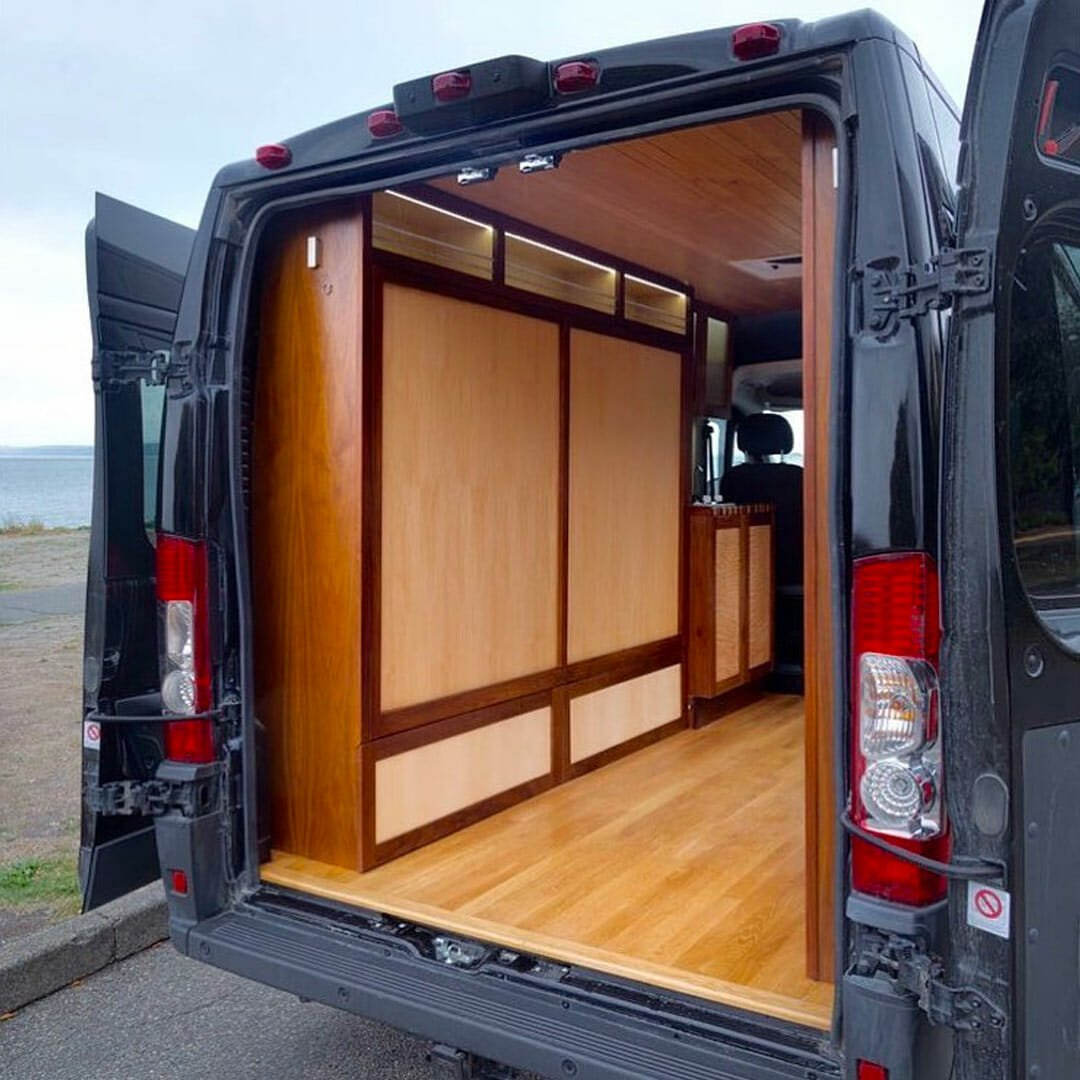 custom murphy bed design in a diy campervan conversion build