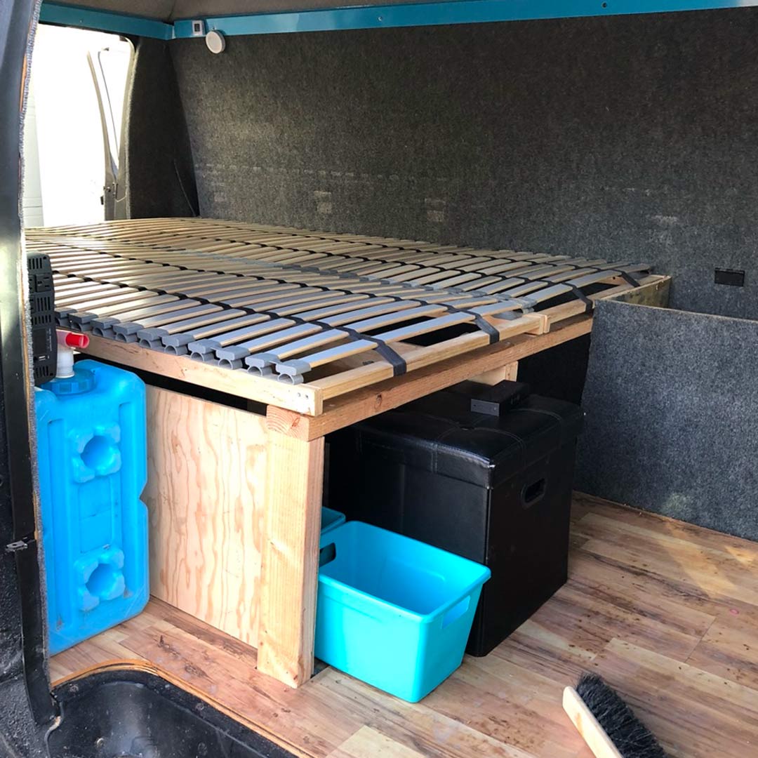 diy platform camper van bed design