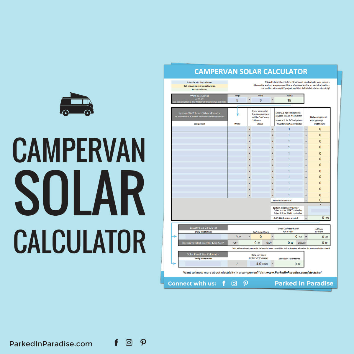Campervan solar calculator