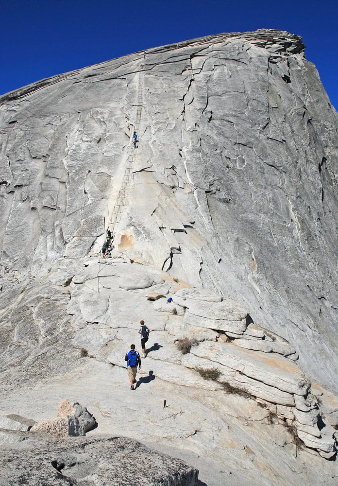 hikers acending the half dome trail