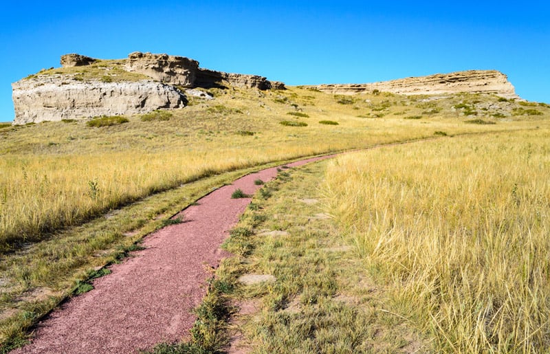 hiking trail at the agate fossil beds national monument in nebraska run by the park service