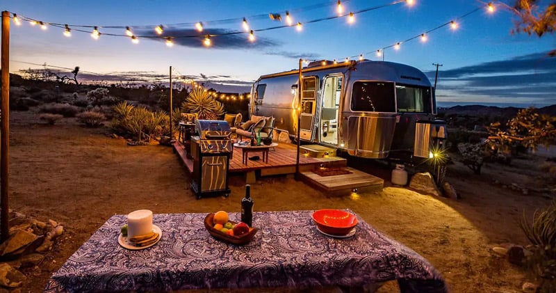 glamping in an airstream next to joshua tree california