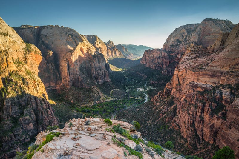 cairns at the summit of angels landing