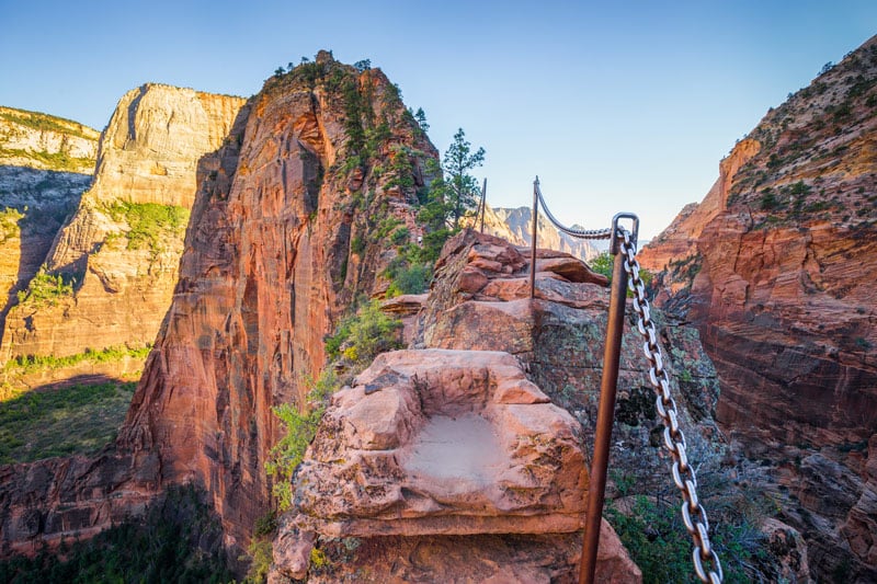 picture of the chains on angels landing hike in zion national park is one of the top things to do