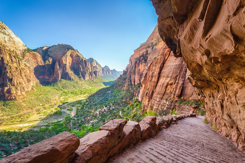 photo looking back from walters wiggles in zion national park on the angels landing trail