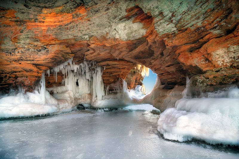 ice cave in apostle islands national park in wisconsin