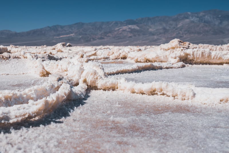 salt crystals in badwater basin death valley national park