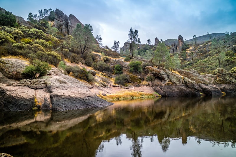 bear gulch reservoir in pinnacles national park california