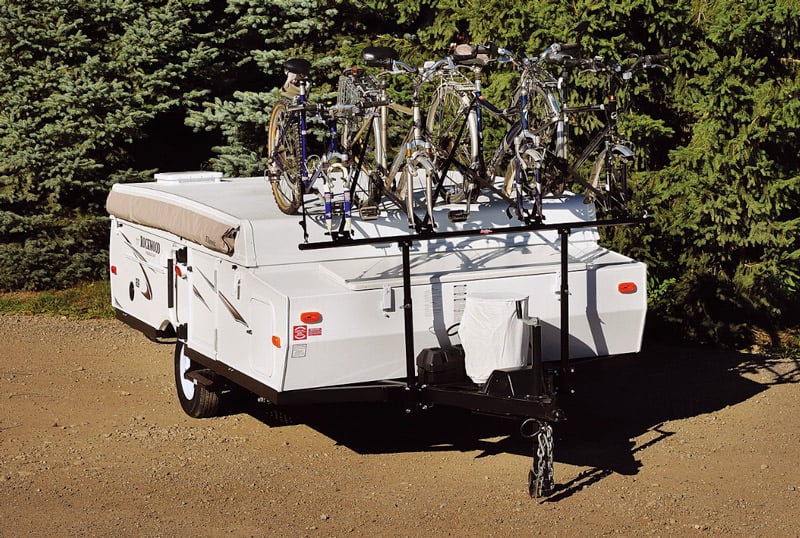 Bikes mounted on an A Frame trailer