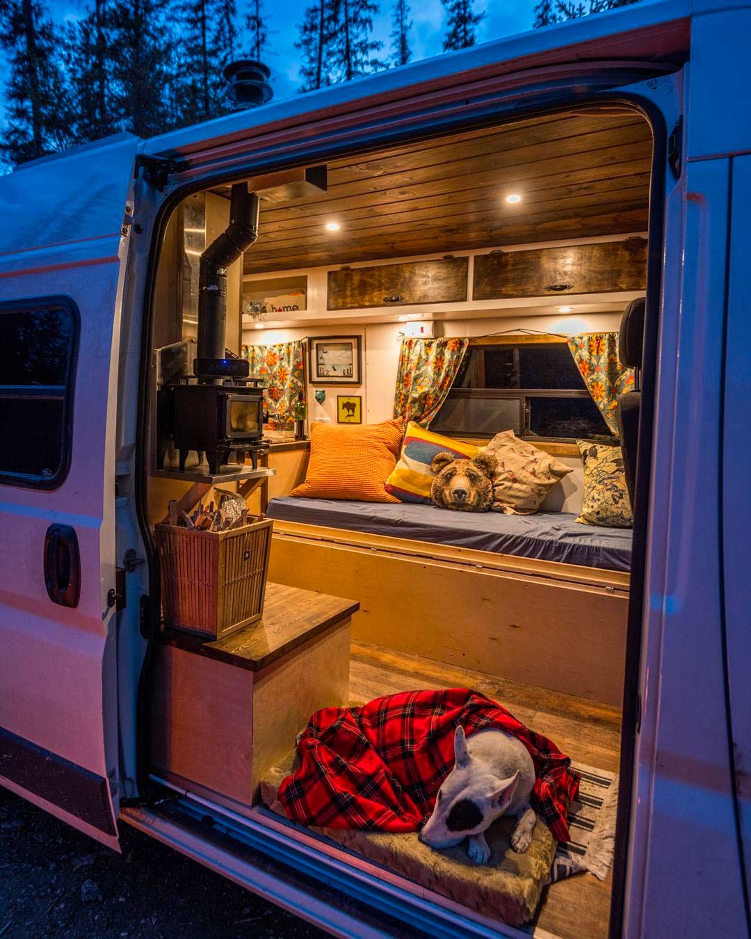 living in a cozy diy campervan conversion