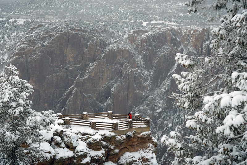 gunnison point overlook in black canyon during winter