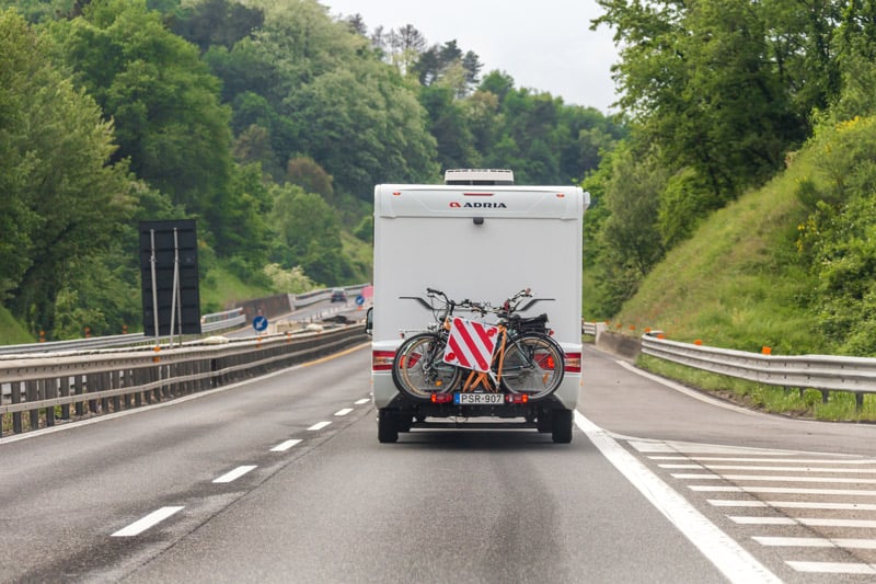 bumper mount bicycle rack on an rv