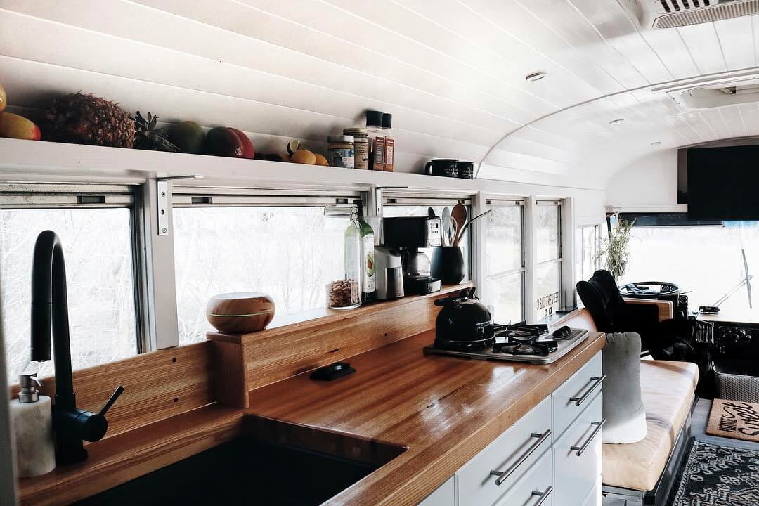 skoolie bus kitchen design