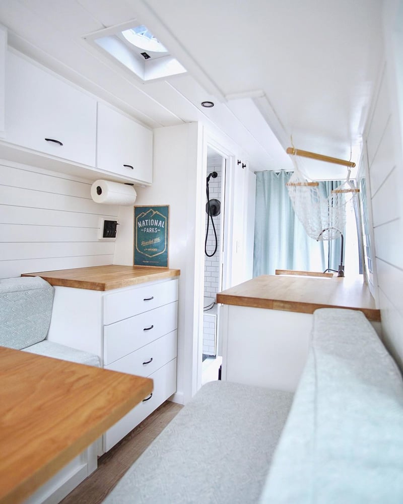 camper van with a kitchen and bathroom design