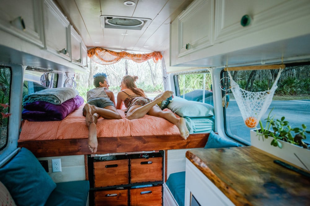 designing your camper van layout and storage space