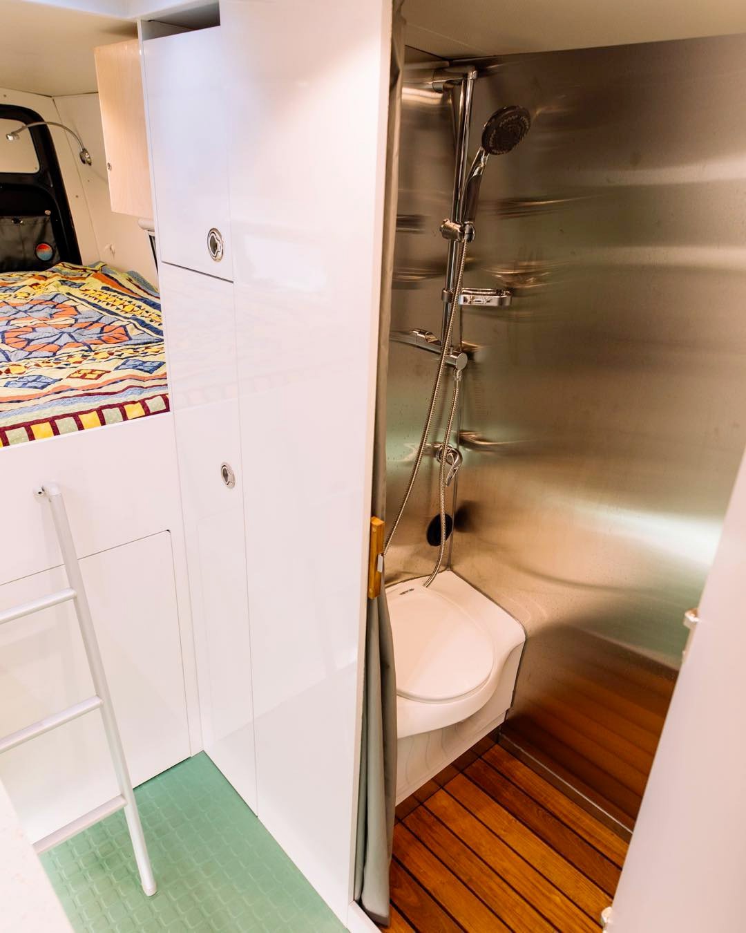 wet bath room in a camper van conversion