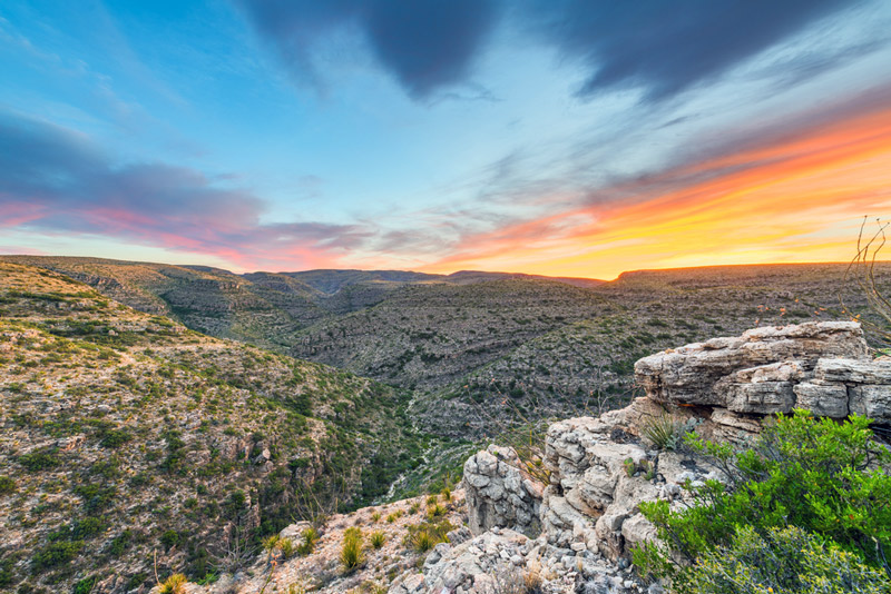 looking over the new mexico landscape in carlsbad caverns national park