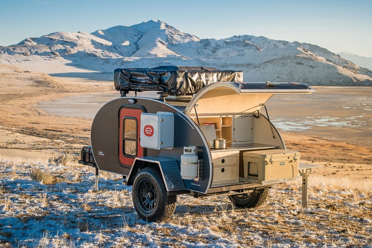 Camping in a teardrop trailer