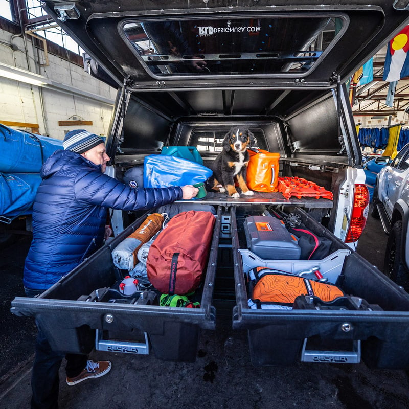 camping storage and organization drawers for a cargo van