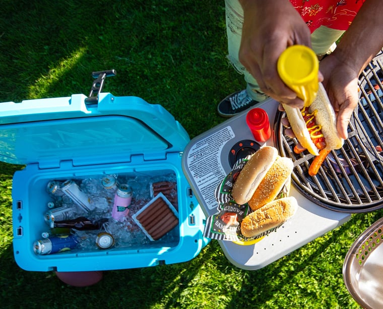 Cooking and food storage using a portable camping cooler