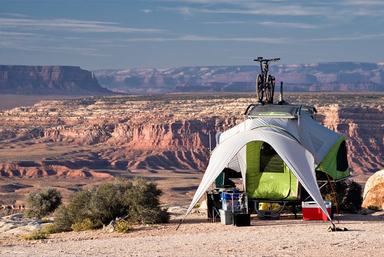 Camping in a small pop up camper trailer