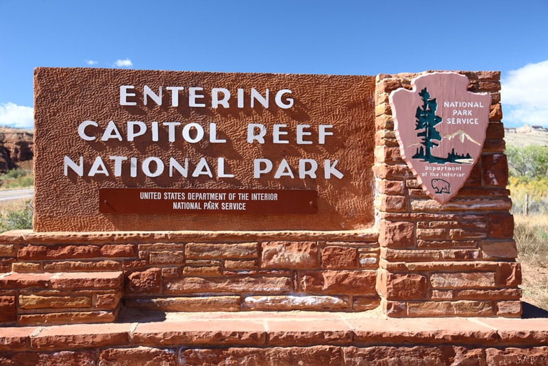 entrance to capitol reef national park
