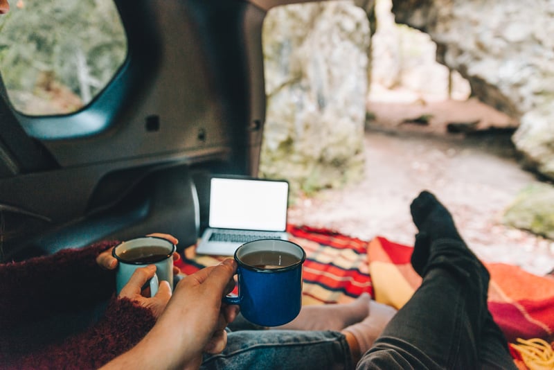 car camping in the back of an suv