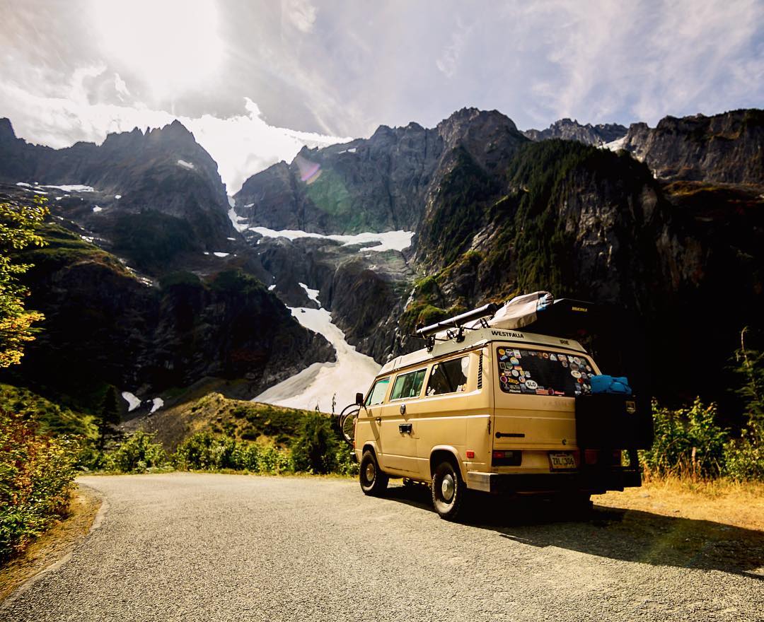 Camping with a cargo roof box for more storage