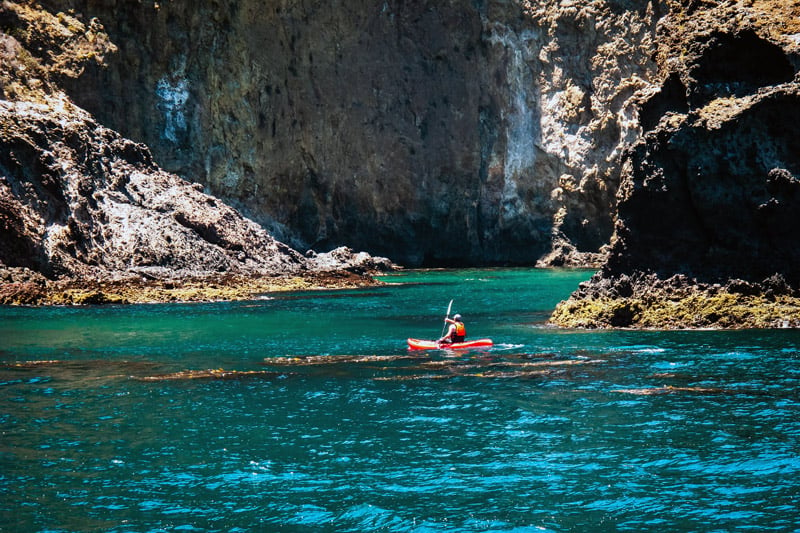 sea kayaking at santa cruz island in channel islands national park california