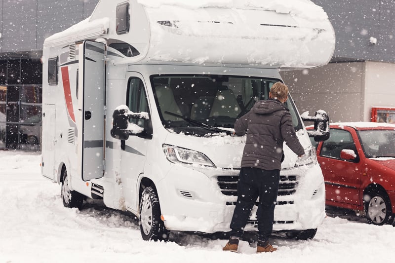 Clean snow off an rv for winter