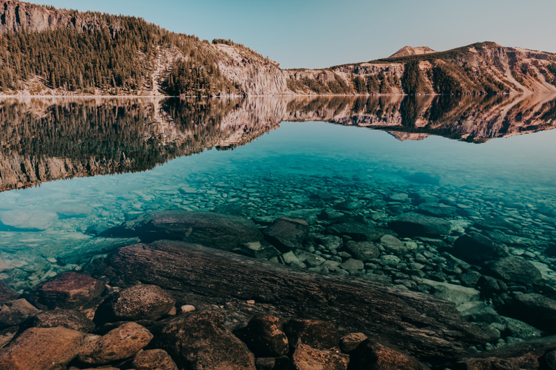 cleetwood cove at crater lake national park in oregon