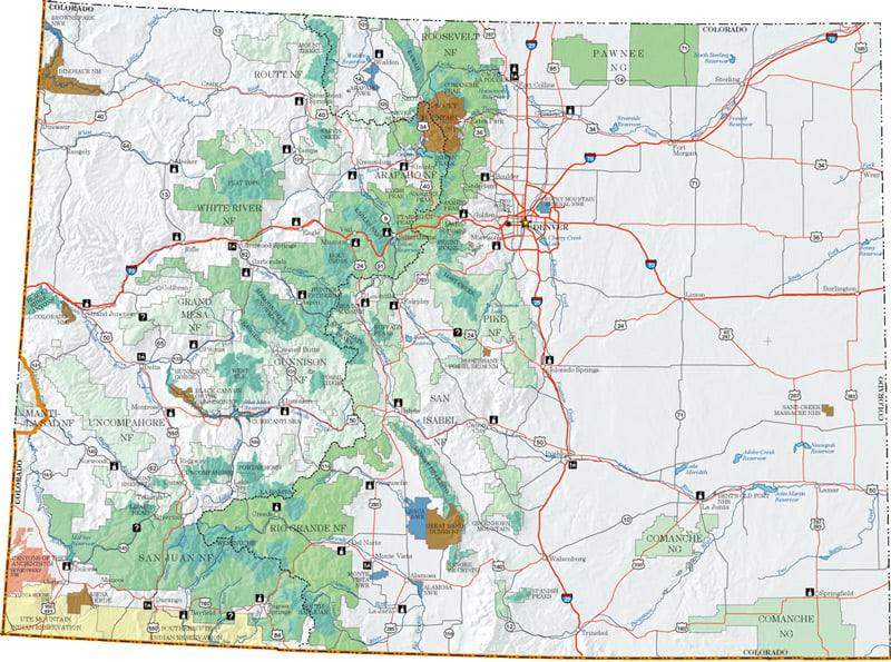 map of national forests in colorado