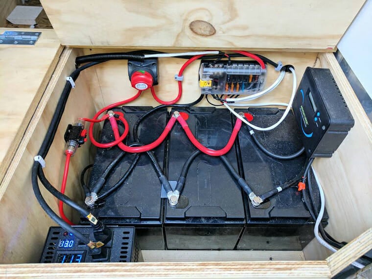 Combining batteries to increase capacity for a van life solar panel installation