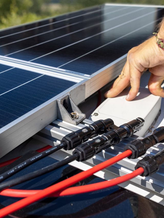 wiring rv solar panels on the roof of a camper