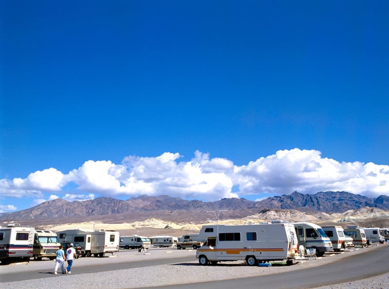 picture of rv campers parked at a campsite in death valley national park