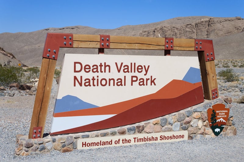entrance to death valley national park in california and nevada