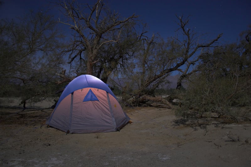 photo of tent camping at emigrant campground in death valley national park