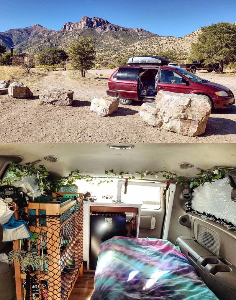 living in a dodge caravan minivan camper conversion