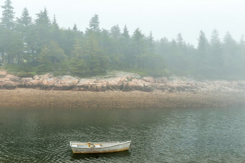canoe at duck harbor campground in acadia national park