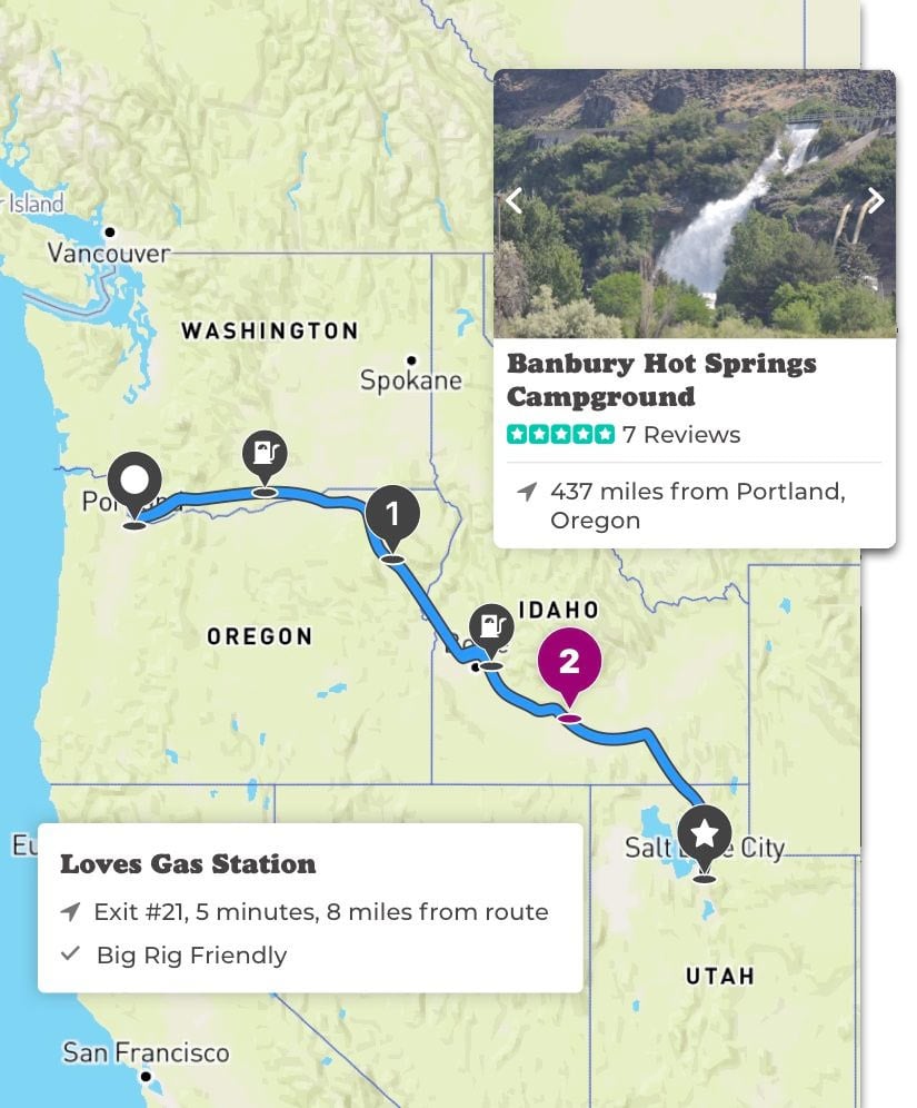 the dyrt road trip planner and camping app