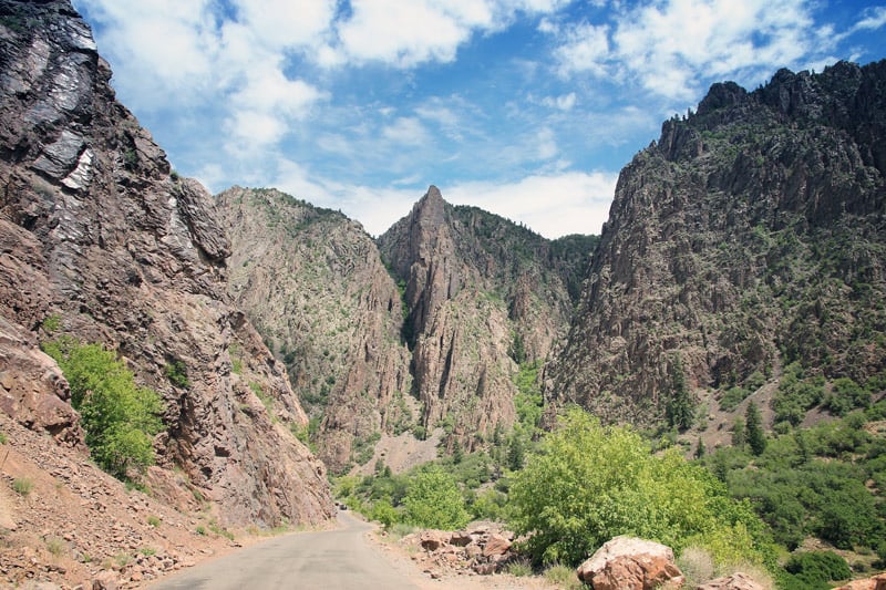 driving east portal road in black canyon of the gunnison national park