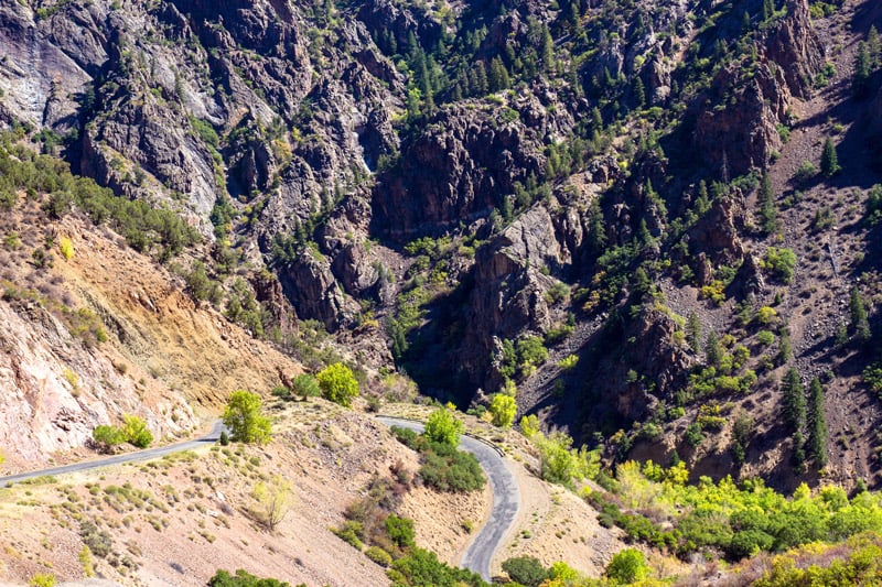 driving on east portal road in black canyon of the gunnison national park