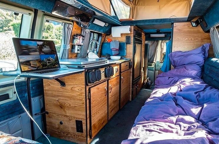 Working on the road in a mobile DIY campervan conversion