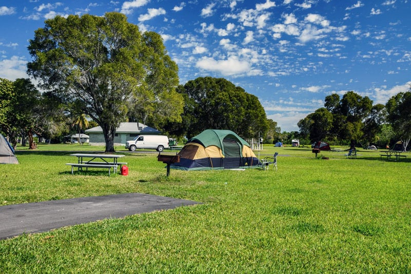tent at Flamingo campground in everglades national park in florida